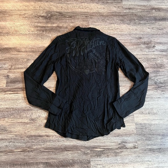 Affliction NIGHTBIRD button down studded long sleeve shirt - Picture 1 of 8